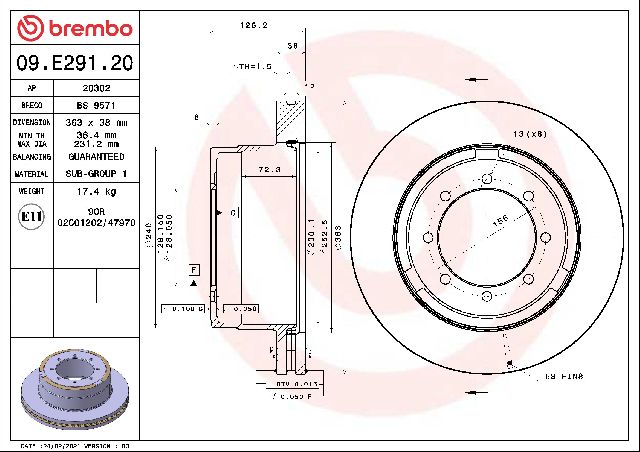 2015-2016 Ford F-250 Super Duty Disc Brake Rotor - Rear (Brembo)
