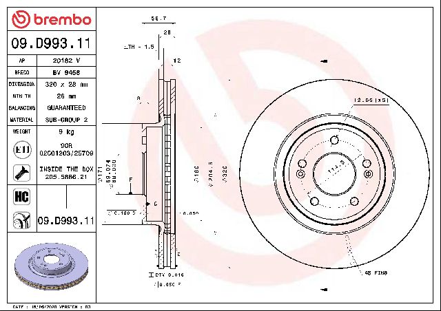 2019-2023 Genesis G70 Disc Brake Rotor - Front (Brembo)