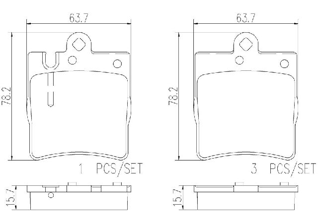 2006-2007 Mercedes-Benz C280 Disc Brake Pad Set - Rear (Brembo)