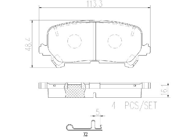 2017-2024 Honda Ridgeline Disc Brake Pad Set - Rear (Brembo)