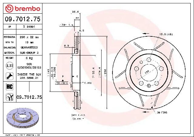 1999-2009 Volkswagen Jetta Disc Brake Rotor - Front (Brembo)