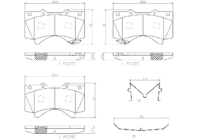 2008-2022 Toyota Sequoia Disc Brake Pad Set - Front (Brembo)