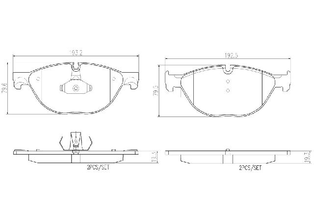 2012-2013 BMW 528i Disc Brake Pad Set - Front (Brembo)