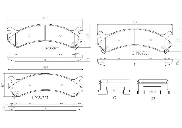 2003-2017 Chevrolet Express 3500 Disc Brake Pad Set - Front (Brembo)