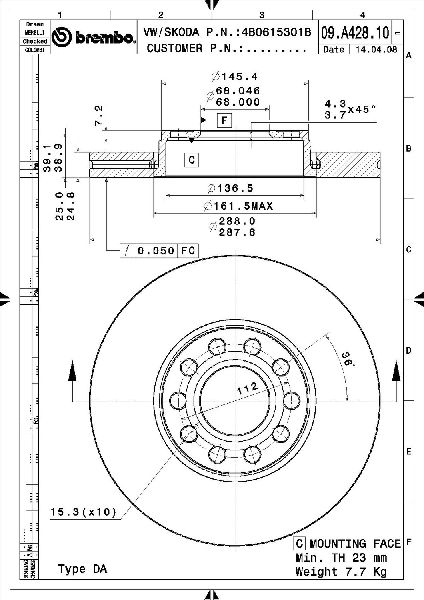 2002-2005 Jaguar S-Type Disc Brake Rotor - Front (Brembo)