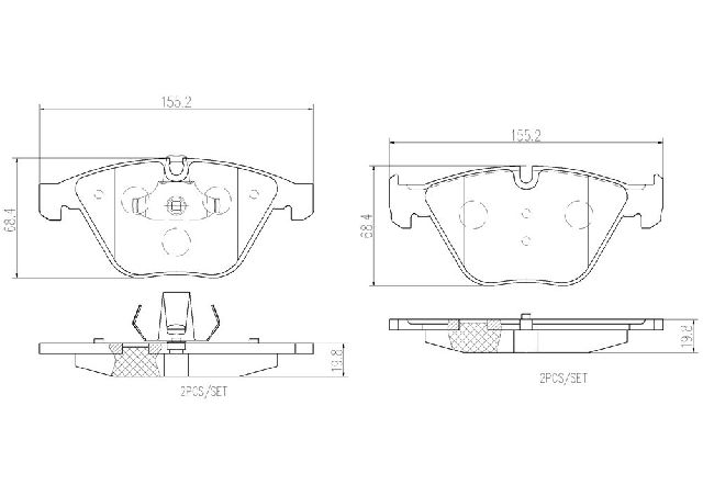 2004-2005 BMW 545i Disc Brake Pad Set - Front (Brembo)