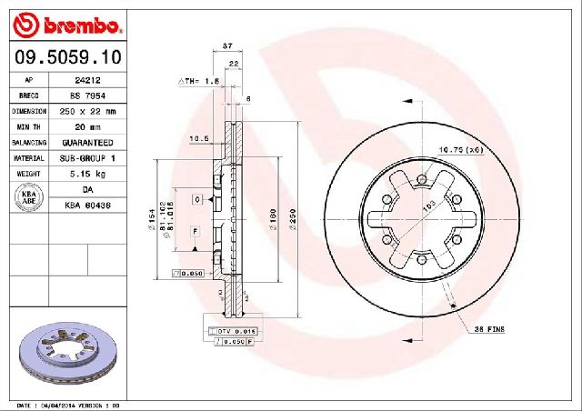 1986-1994 Nissan D21 Disc Brake Rotor - Front (Brembo)