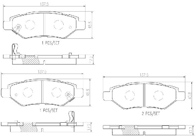 2008-2014 Cadillac CTS Disc Brake Pad Set - Rear (Brembo)
