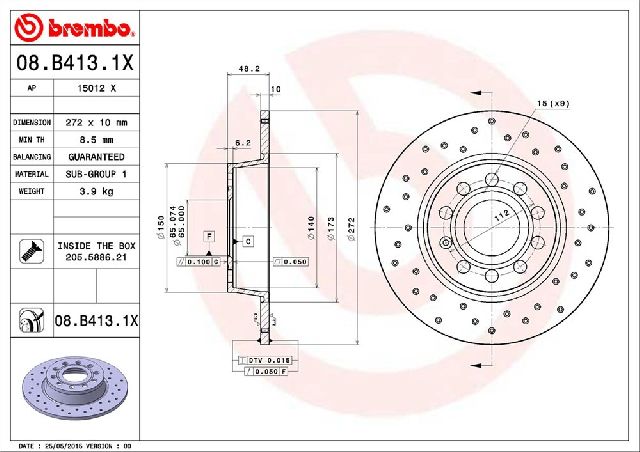 2009-2024 Audi A3 Disc Brake Rotor - Rear (Brembo)