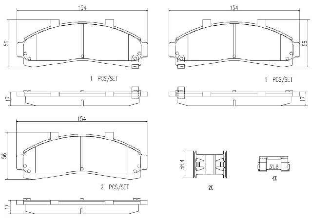 1997-2001 Mercury Mountaineer Disc Brake Pad Set - Front (Brembo)