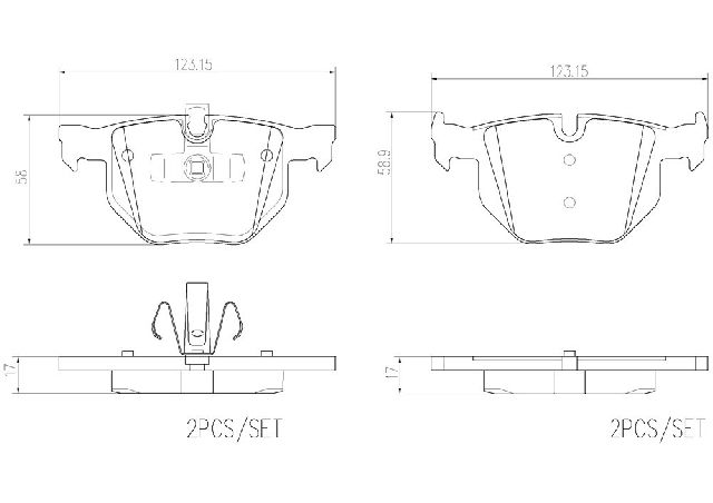 2007-2013 BMW 335i Disc Brake Pad Set - Rear (Brembo)