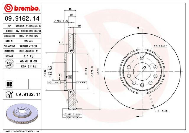 2003-2011 Saab 9-3 Disc Brake Rotor - Front (Brembo)