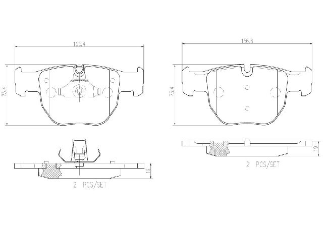 2002-2009 Land Rover Range Rover Disc Brake Pad Set - Front (Brembo)