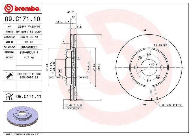 2012 Kia Rio Disc Brake Rotor - Front (Brembo)