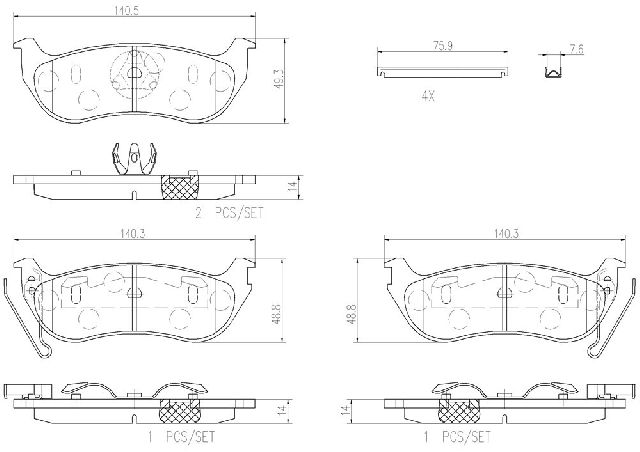 2004-2006 Jeep Wrangler Disc Brake Pad Set - Rear (Brembo)