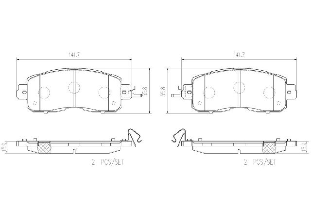2014-2017 Nissan LEAF Disc Brake Pad Set - Front (Brembo)
