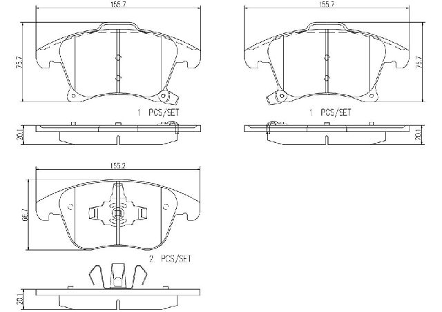 2013-2020 Lincoln MKZ Disc Brake Pad Set - Front (Brembo)
