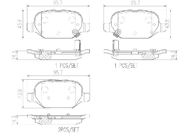 2012-2019 Fiat 500 Disc Brake Pad Set - Rear (Brembo)