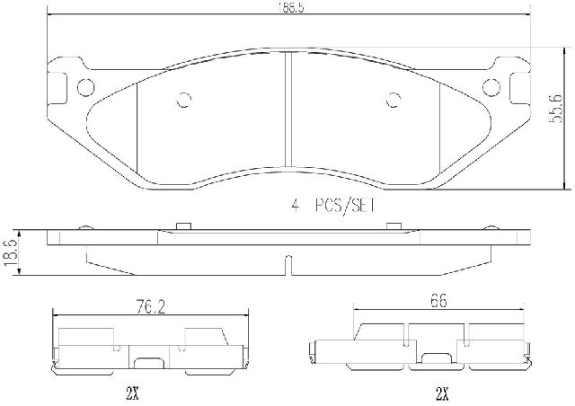 2003-2006 Dodge Durango Disc Brake Pad Set - Front (Brembo)
