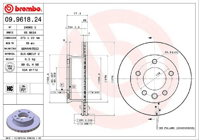 2002-2006 Freightliner Sprinter 2500 Disc Brake Rotor -  or Front (Brembo)