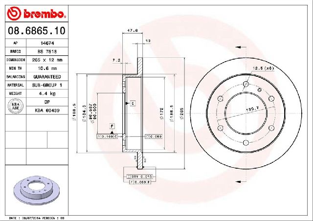 1989-1995 Isuzu Pickup Disc Brake Rotor - Rear (Brembo)