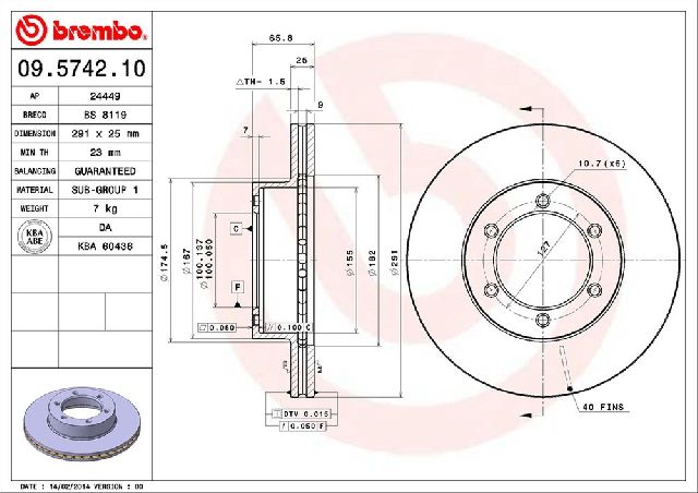 1993-1998 Toyota T100 Disc Brake Rotor - Front (Brembo)
