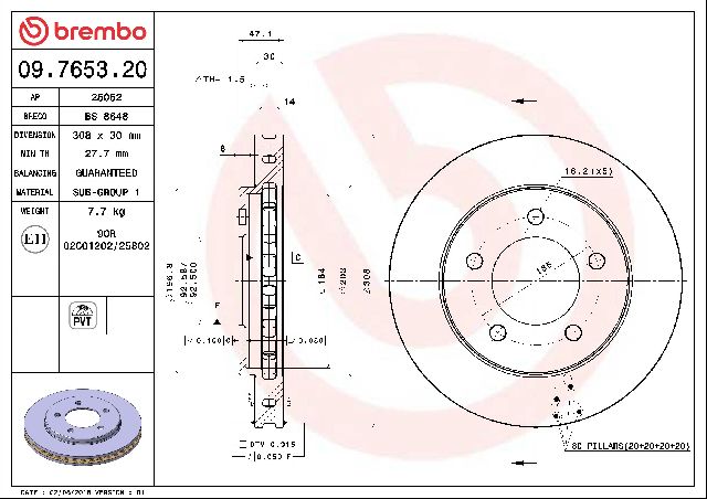 2000-2002 Lincoln Navigator Disc Brake Rotor - Front (Brembo)