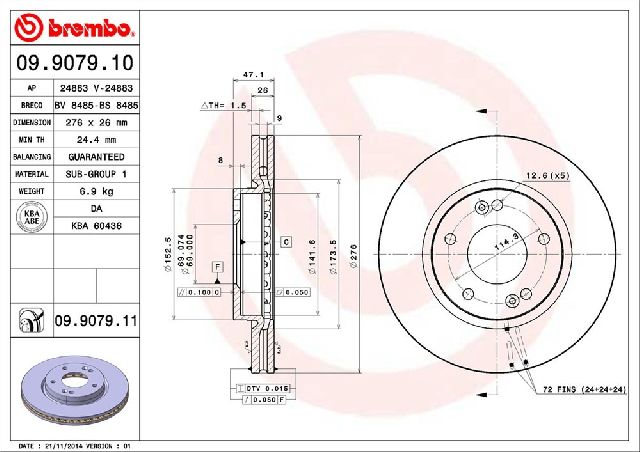 2001-2006 Hyundai Santa Fe Disc Brake Rotor - Front (Brembo)