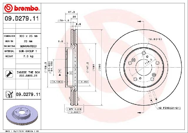 2012-2016 Honda CR-V Disc Brake Rotor - Front (Brembo)