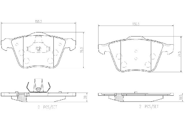 2007-2016 Volvo S80 Disc Brake Pad Set - Front (Brembo)