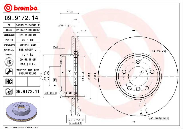 2008-2010 BMW 528i Disc Brake Rotor - Front (Brembo)