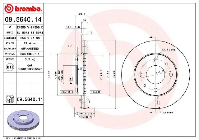 2001-2005 Dodge Stratus Disc Brake Rotor - Front (Brembo)