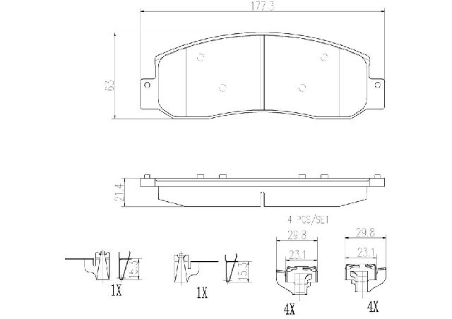 2005-2008 Ford F-350 Super Duty Disc Brake Pad Set - Front (Brembo)