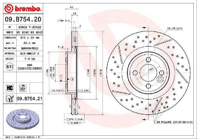 2010-2015 Mini Cooper Disc Brake Rotor - Front (Brembo)