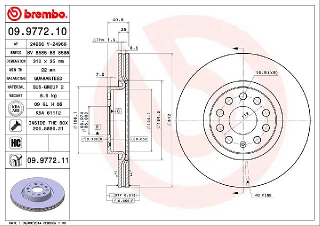 2006-2024 Audi A3 Disc Brake Rotor - Front (Brembo)