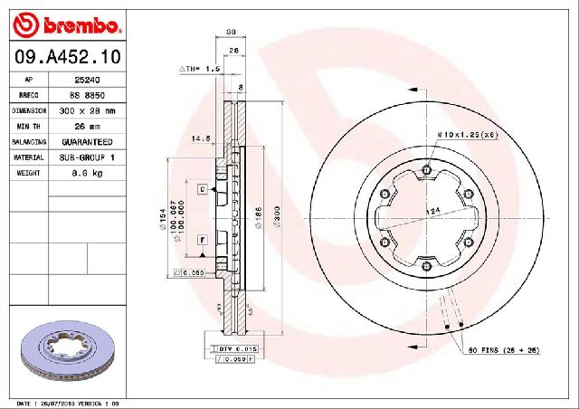 1998-2003 INFINITI QX4 Disc Brake Rotor - Front (Brembo)