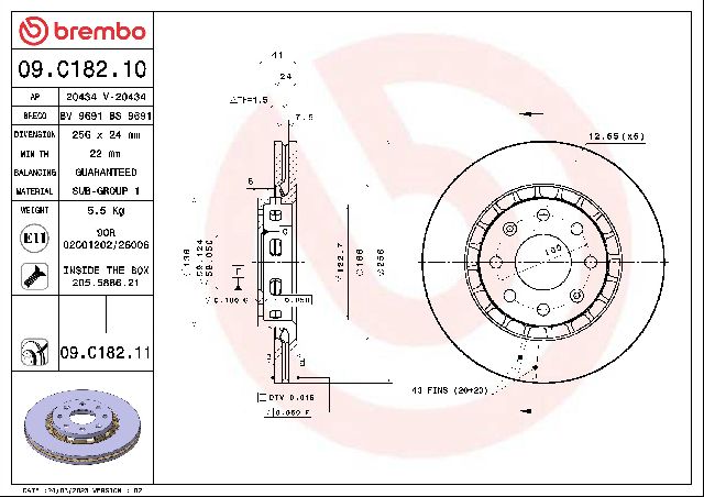 2013-2015 Chevrolet Spark Disc Brake Rotor - Front (Brembo)