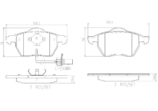 2000-2004 Audi A6 Disc Brake Pad Set - Front (Brembo)