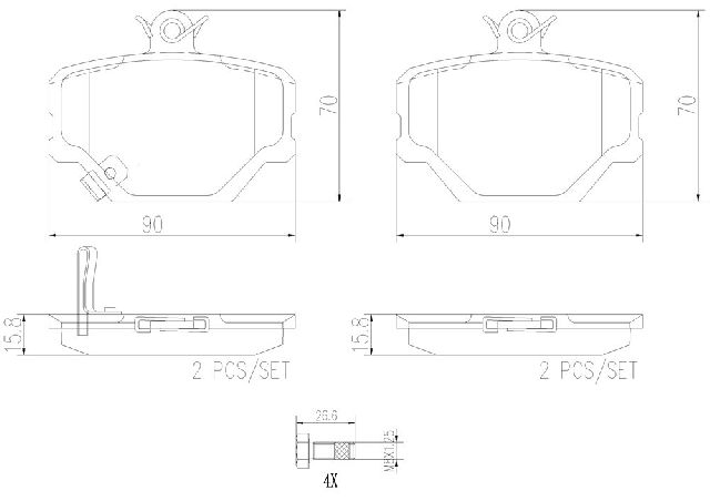 2005-2016 Smart Fortwo Disc Brake Pad Set - Front (Brembo)
