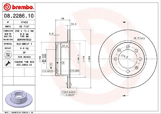 1979-1987 Saab 900 Disc Brake Rotor - Rear (Brembo)