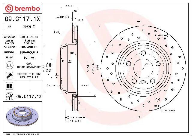 2016 BMW 428i Disc Brake Rotor - Rear (Brembo)