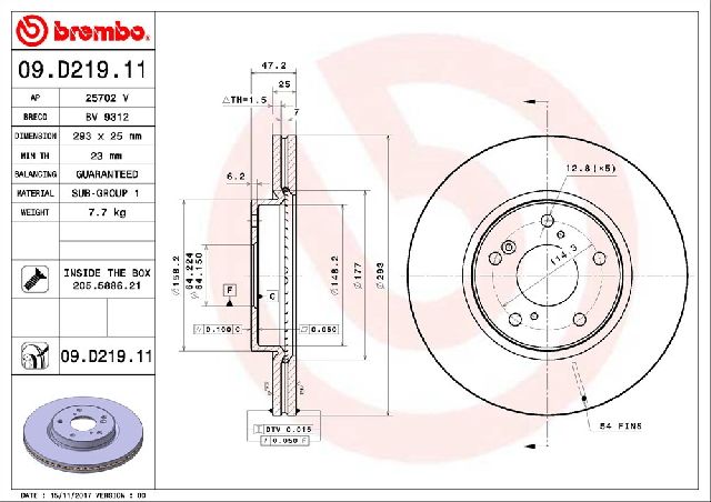2016-2022 Honda HR-V Disc Brake Rotor - Front (Brembo)