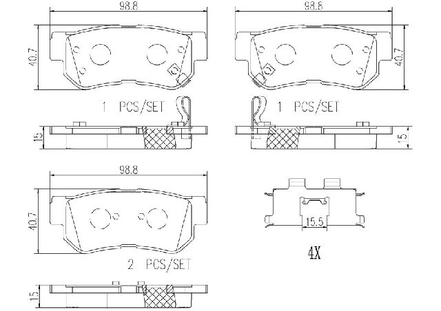 2006-2009 Hyundai Azera Disc Brake Pad Set - Rear (Brembo)