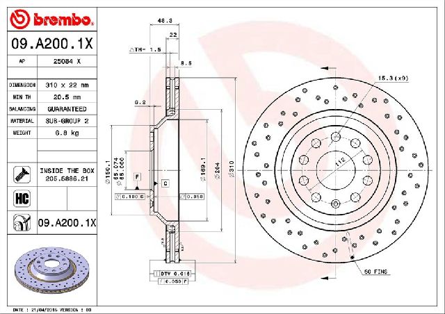 2015-2024 Audi A3 Disc Brake Rotor - Rear (Brembo)