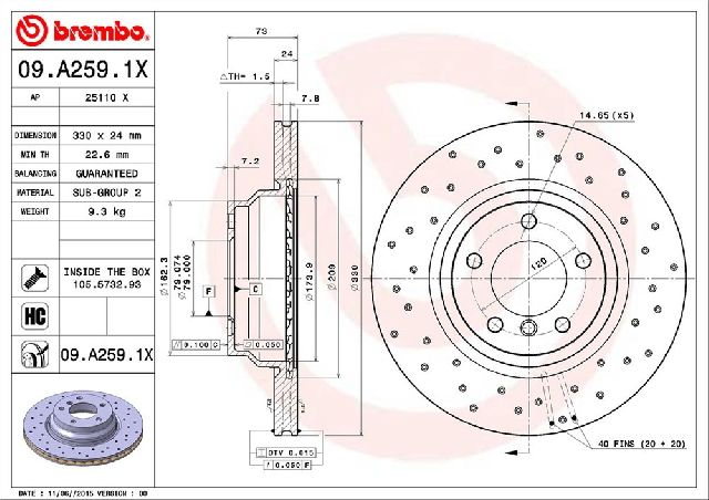 2006 BMW 330xi Disc Brake Rotor - Front (Brembo)