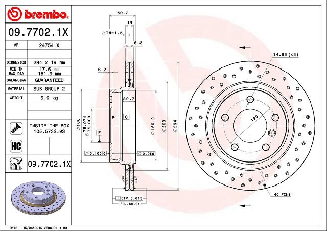 1999-2000 BMW 323i Disc Brake Rotor - Rear (Brembo)