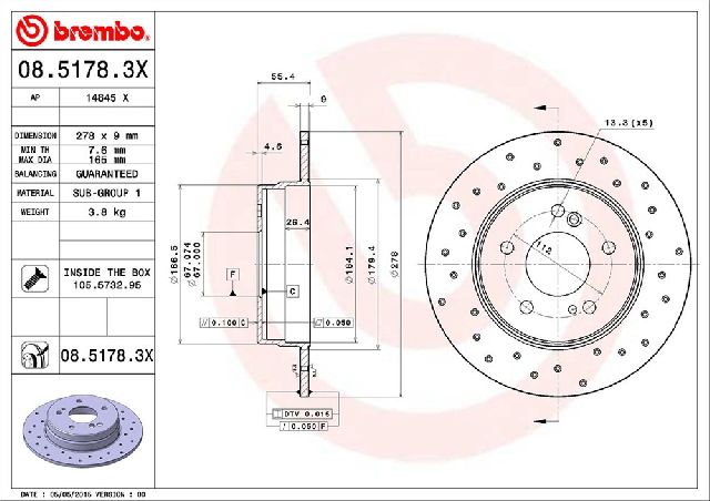 1996-2000 Mercedes-Benz C280 Disc Brake Rotor - Rear (Brembo)