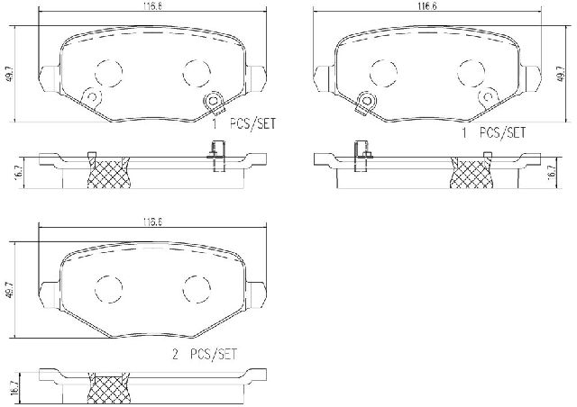 2012-2016 Chrysler Town &amp; Country Disc Brake Pad Set - Rear (Brembo)