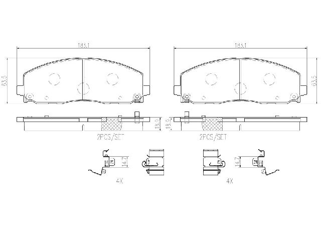 2017-2024 Chrysler Pacifica Disc Brake Pad Set - Front (Brembo)