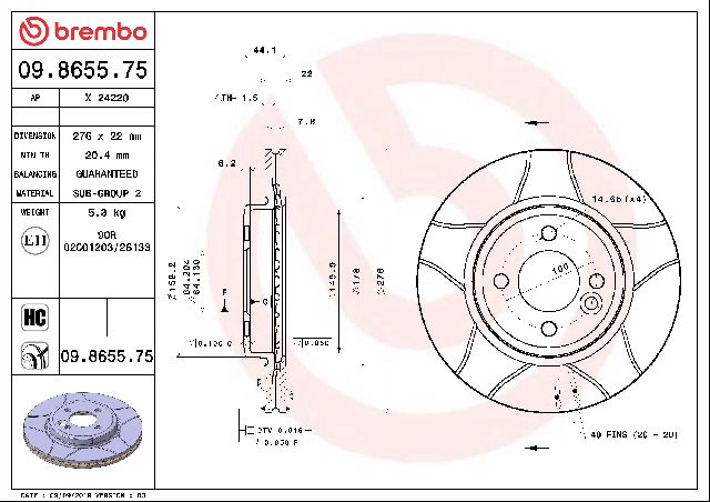 2002-2006 Mini Cooper Disc Brake Rotor - Front (Brembo)